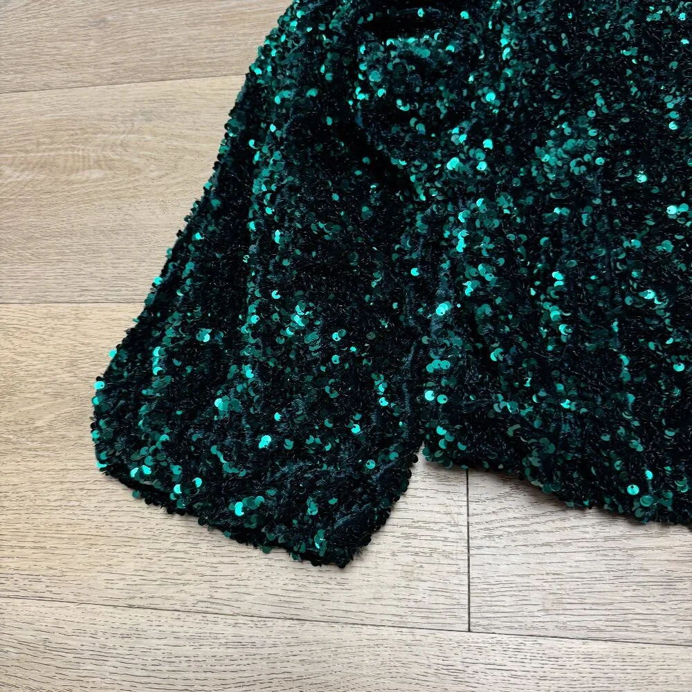 Maeve by Anthropologie Sequin Bomber Jacket SIze 1X - Picture 4 of 13